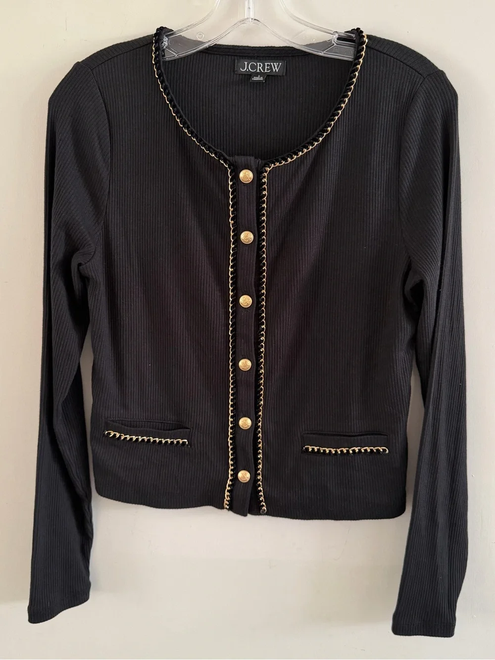 Jcrew Vintage rib lady jacket with chain trim